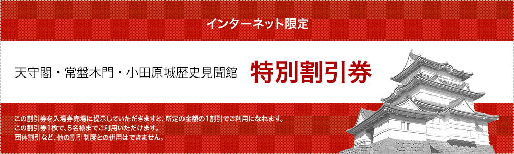 天守閣・常盤木門・小田原城歴史見聞館特別割引券