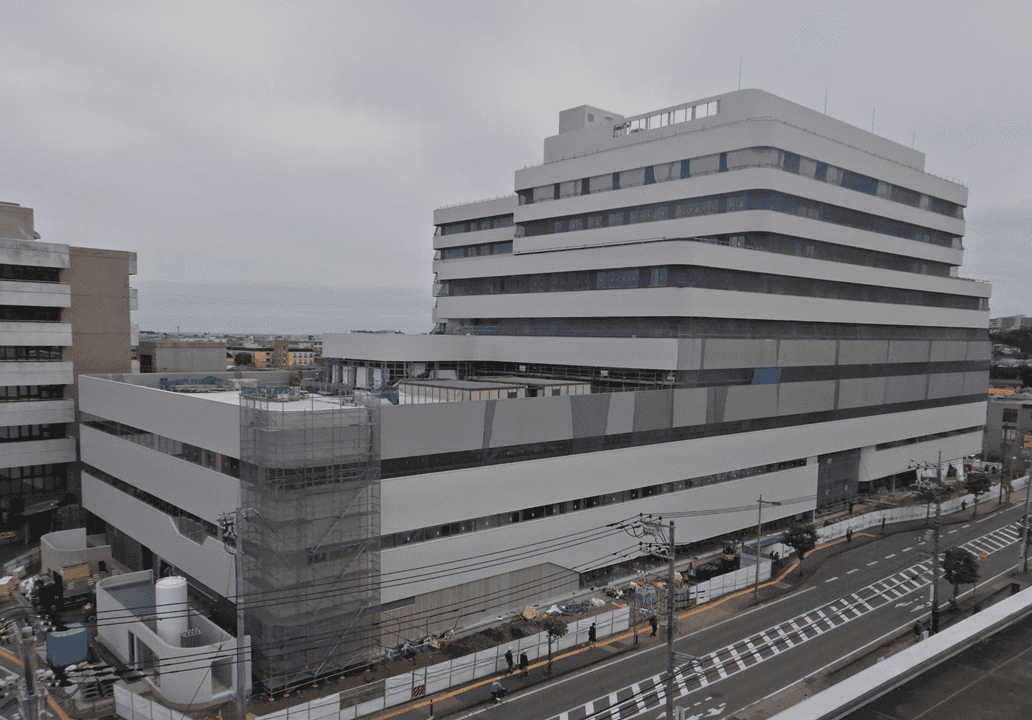 北西側から工事現場を撮影した上空写真