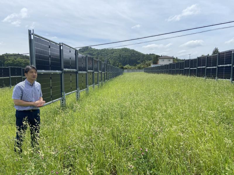 牧草栽培と垂直型ソーラー。農地を囲む塀としても使える