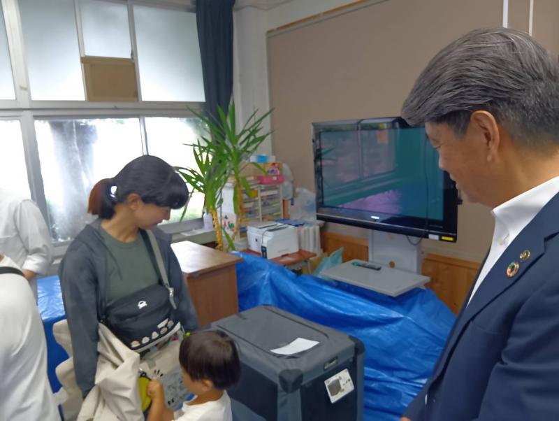 新玉小学校にて行われたペット同伴避難訓練にて