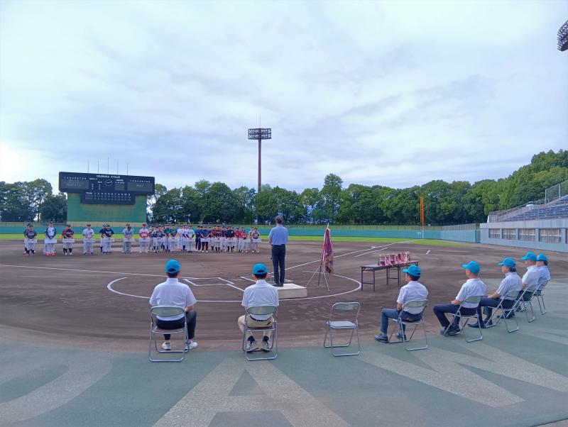 官公庁親睦野球大会にて、開会式での挨拶