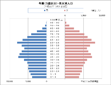 小田原市 グラフでみる年齢別人口 人口ピラミッド の推移