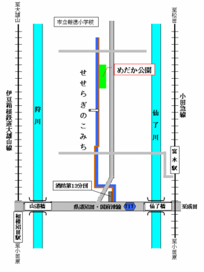 めだか公園・せせらぎのこみち案内図