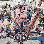 四天王土蜘蛛退治の図の中央(部分)