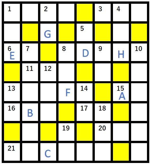 ８マス×８マスのクロスワード