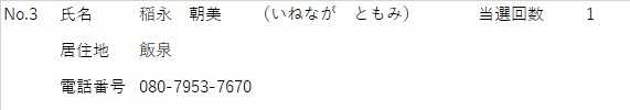 しめい いねなが ともみ きょじゅうち いいずみ でんわばんごう 080-7953-7670 とうせんかいすう 1かい