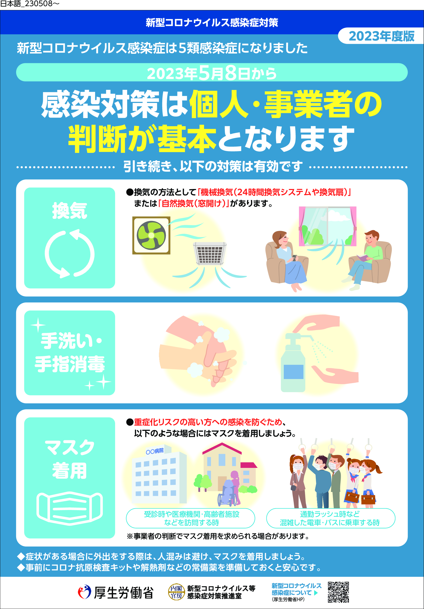 感染対策は個人・事業者の判断が基本となります