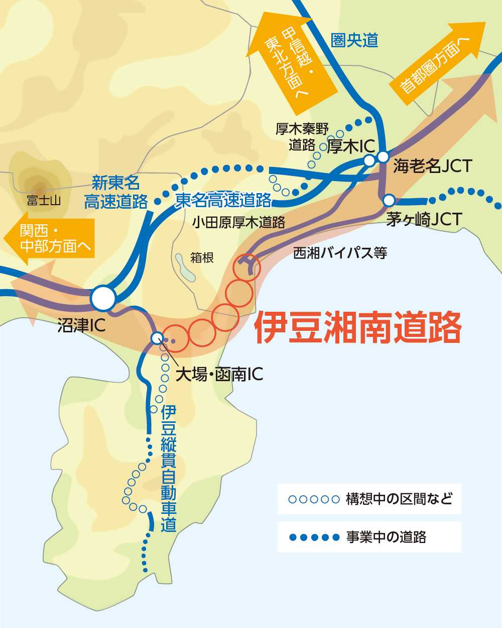 伊豆湘南道路の構想ルート図