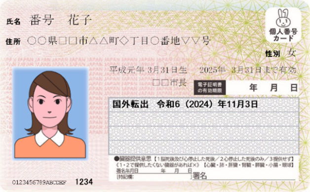 国外転出仕様のマイナンバーカード