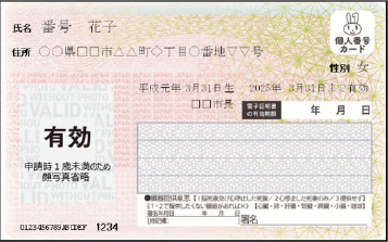 顔写真なしマイナンバーカードイメージ