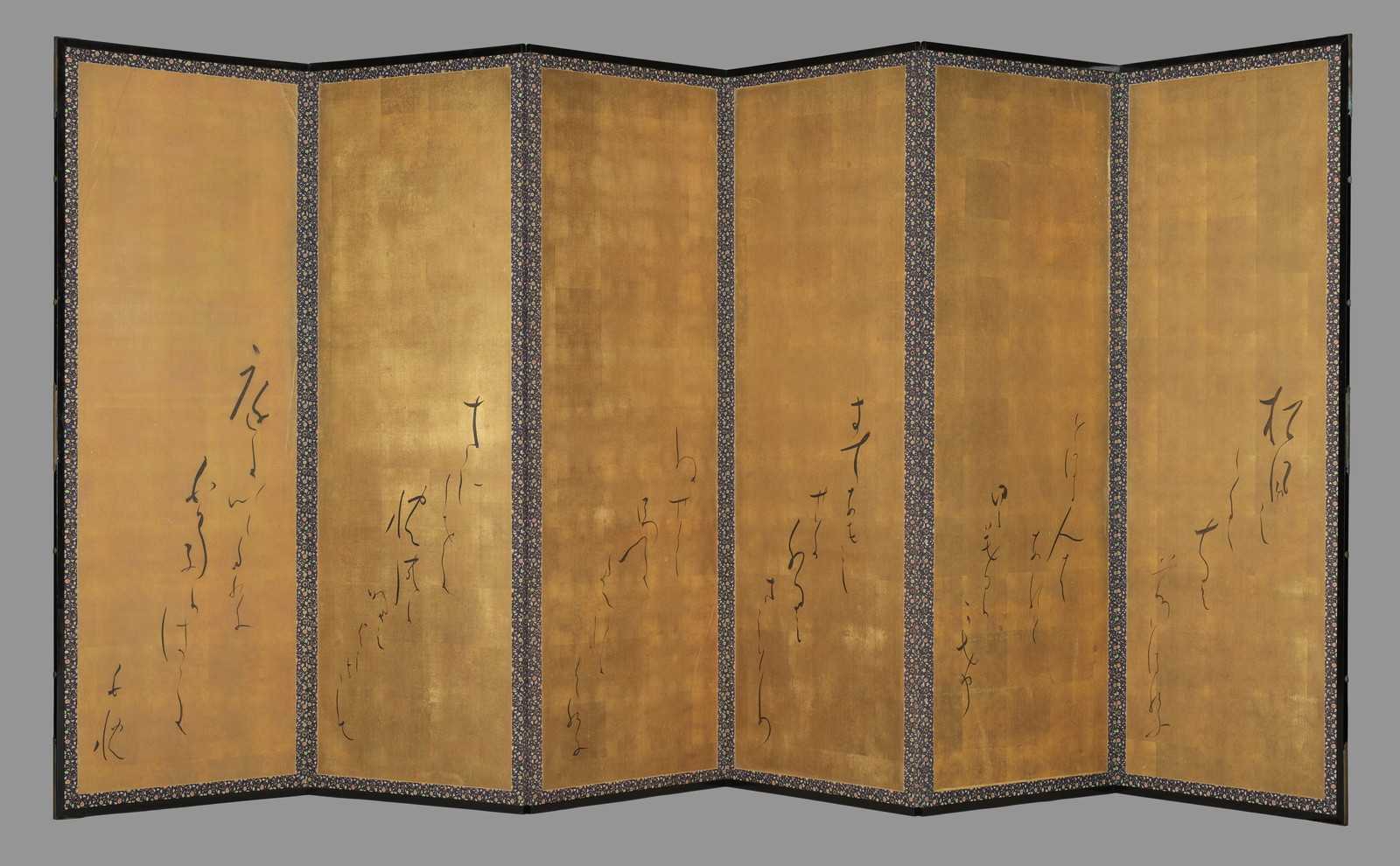 北原白秋六首和歌屏風 六曲一双(左隻)