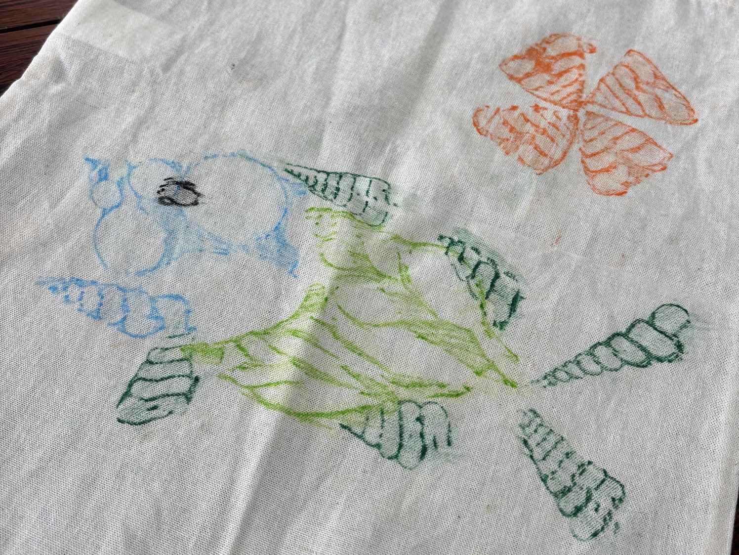 貝がらフロッタージュトートバッグ作り