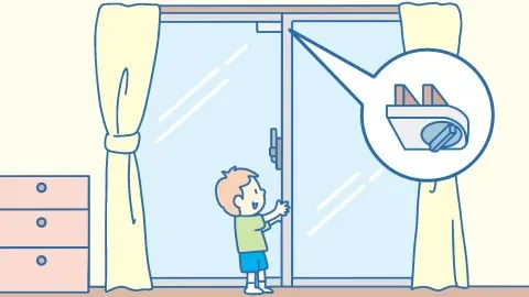 窓等に補助錠を付ける画像