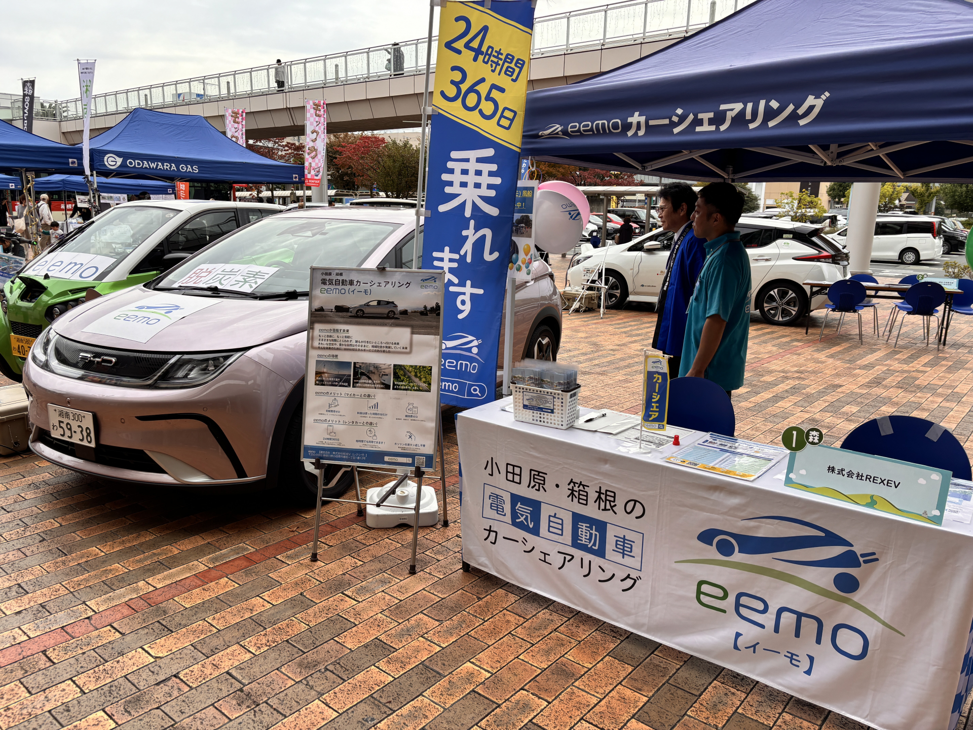 おだゼロフェア外の様子（㈱REXEVによる電気自動車の展示）
