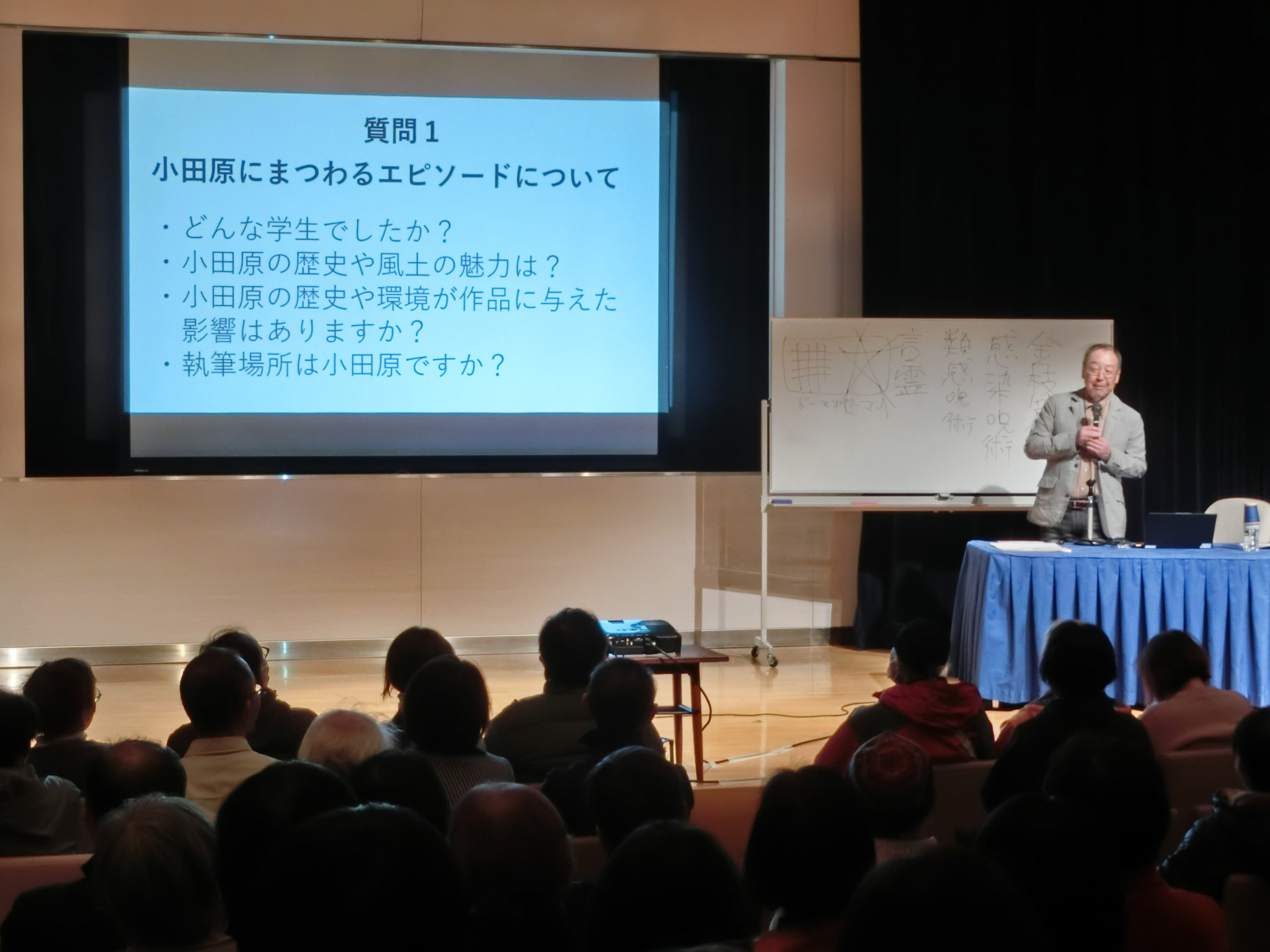 小田原にまつわるエピソードを話す夢枕獏さん