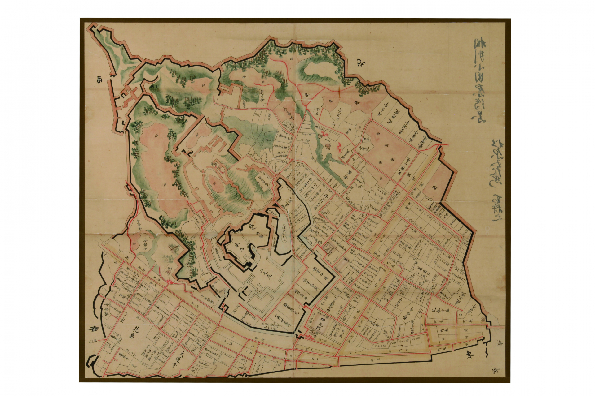 紙本着彩小田原城絵図　松原図
