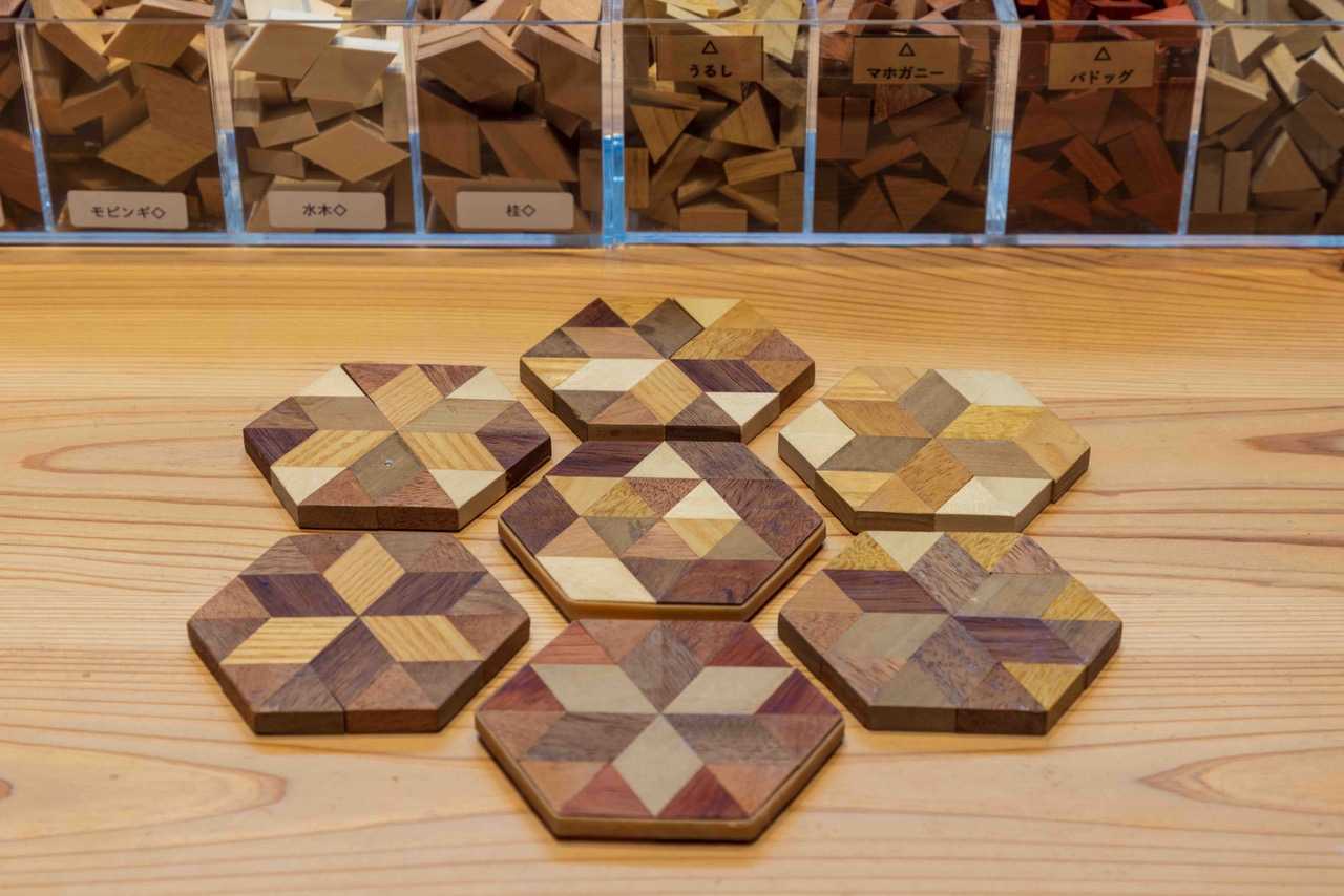 体験で作れる寄木細工コースター