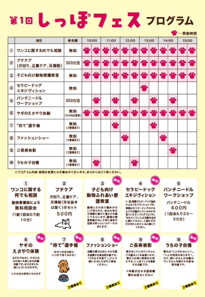 しっぽフェスちらしの裏面