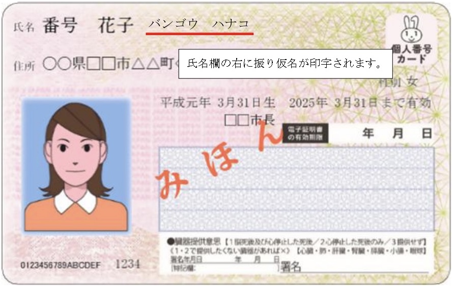 氏名欄に振り仮名記載